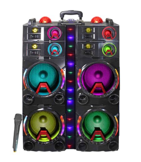 MAX-412, 4 x12 Inch Bluetooth Speakers with Multi-colors LED Lights – Viva Party