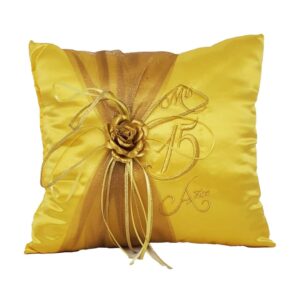5 Pc Yellow and Gold Quinceanera Pillow Set
