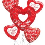 I Love You Happy Valentine's Day Balloon Bouquet (5 Balloons) – Viva Party