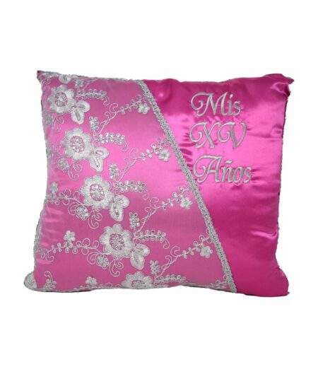 5 Pc Pink and Silver Quinceanera Pillow Set