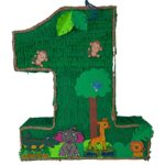 Number 1 Shaped Pinata Jungle Animals – Viva Party