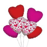 6 pc Love Heart Valentine Day Balloon Bouquet – Viva Party