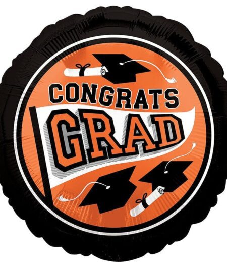 Grad School Colors Orange and Dark Blue Balloon Bouquet 15 Pack