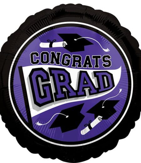 Grad School Colors Purple and Silver Balloon Bouquet 15 Pack