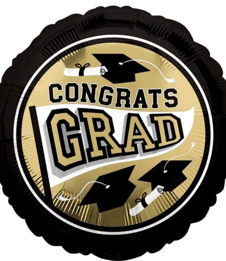 Grad School Colors Black and Gold Balloon Bouquet 15 Pack
