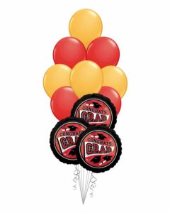 Grad School Colors Red and Goldenrod Balloon Bouquet 15 Pack – Viva Party