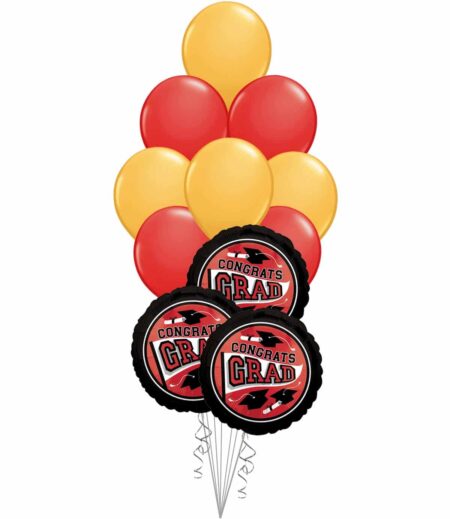 Grad School Colors Red and Goldenrod Balloon Bouquet 15 Pack – Viva Party