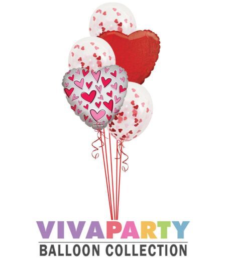 5 pc I Love You Red Heart Valentines Day Balloon Bouquet Mine Hug Kiss Sweetest. – Viva Party