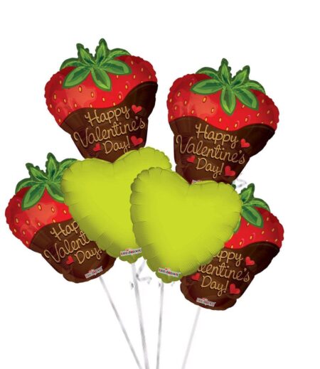 6 pc Happy Valentine Day Strawberry Balloon Bouquet – Viva Party