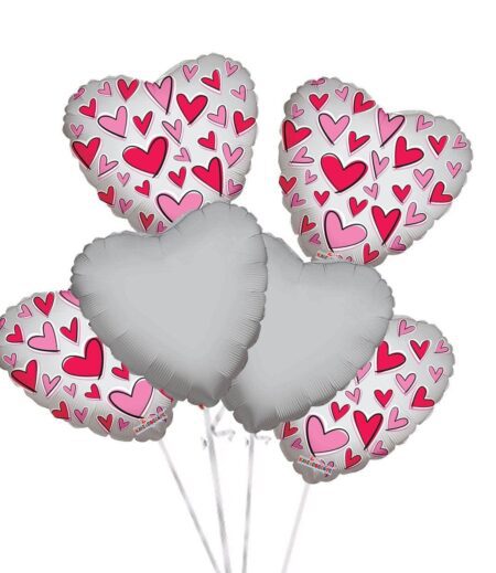 6 pc Love Heart Valentine Day Balloon Bouquet – Viva Party