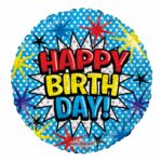 Happy Birthday Comic Font Holographic Foil Balloon - 18 Inch – Viva Party