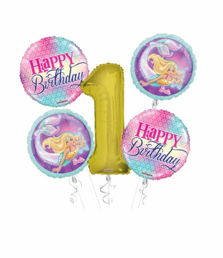 Mermaid Barbie Happy Birthday Balloon Bouquet 5 pc – Viva Party