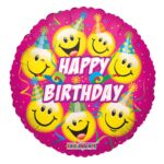 Happy Birthday Smilies With Party Hats Foil Balloon - 18 Inch – Viva Party