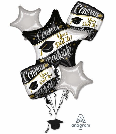 On your way Congrats You did it Graduation Balloon Bouquet (5 Balloons) – Viva Party