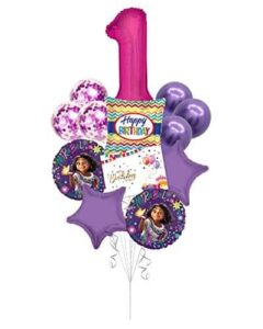Encanto Happy Birthday Helium-Filled Balloon Bouquet, Mirabel Balloons, Party Balloons (12 Balloons) – Viva Party