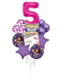 Encanto Happy Birthday Helium-Filled Balloon Bouquet, Mirabel Balloons, Party Balloons (12 Balloons)