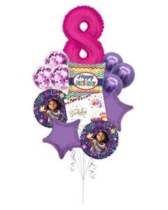 Encanto Happy Birthday Helium-Filled Balloon Bouquet, Mirabel Balloons, Party Balloons (12 Balloons)