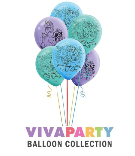 Ariel Dream Big Disney Latex Balloons 12 Inch, Pack of 6 – Viva Party