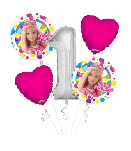 Barbie Happy Birthday Balloon Bouquet (5 Balloons), Barbie Theme Birthday Party – Viva Party