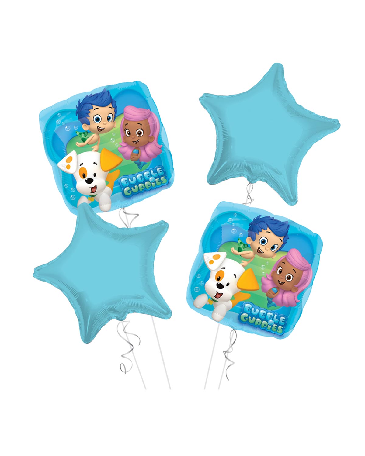 A004-A4-S1-1.jpg Bubble Guppies Happy Birthday Balloon Bouquet 4pc - Image 1