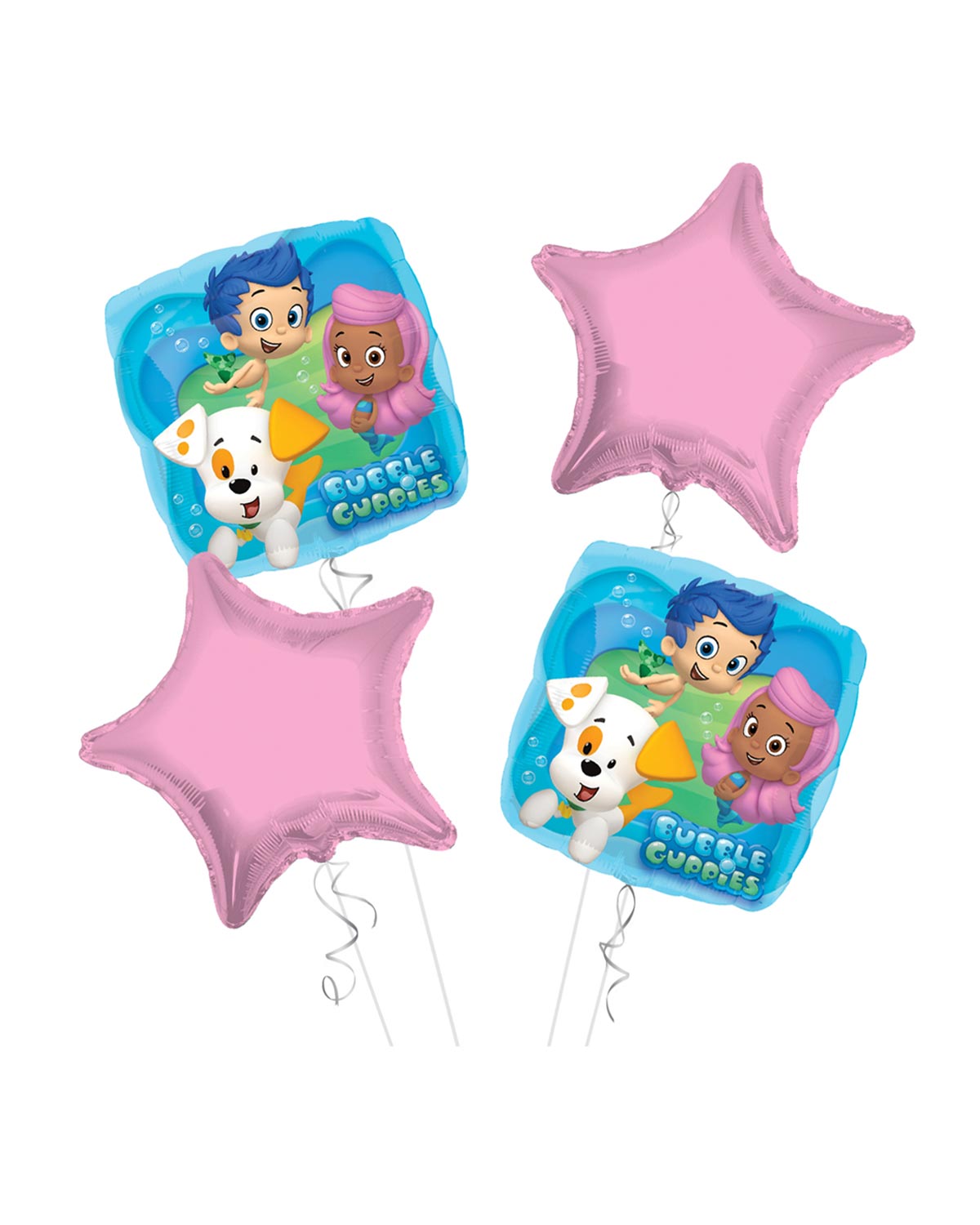 A004-A4-S2.jpg Bubble Guppies Happy Birthday Balloon Bouquet 4pc - Image 1