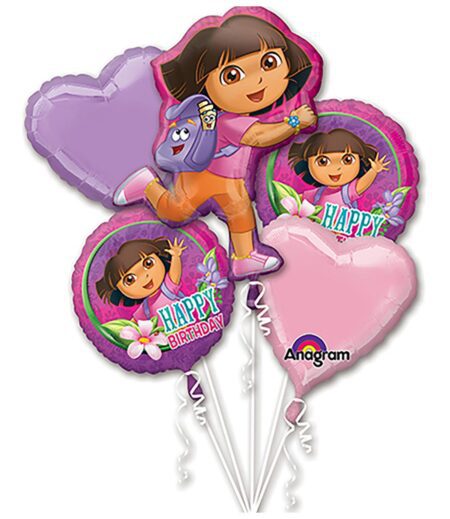 Dora the Explorer Birthday Balloon Bouquet- 5pcs – Viva Party
