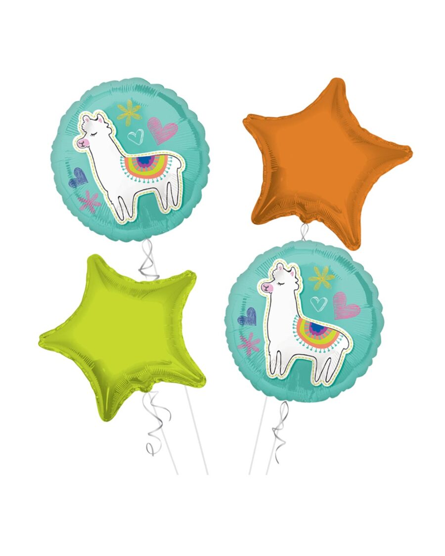 Llama Happy Birthday Balloon Bouquet 4pc - Image 1