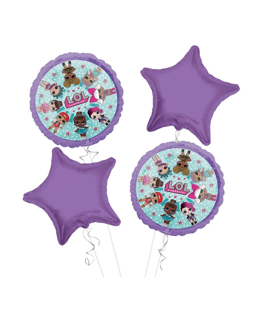 LOL Happy Birthday Balloon Bouquet 4pc - Image 1