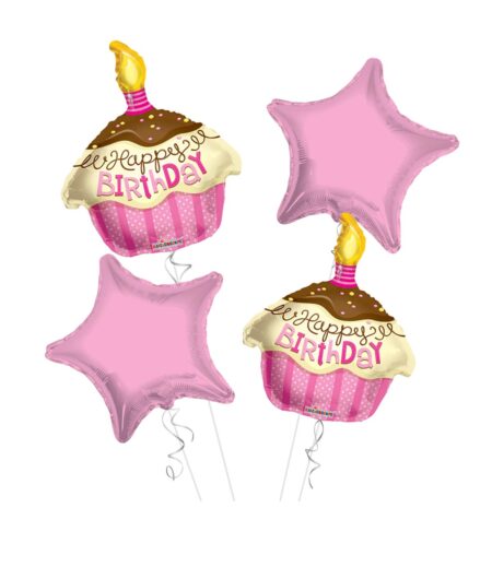 Cupcake Happy Birthday Balloon Bouquet 4pc – Viva Party