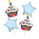 Cupcake Happy Birthday Balloon Bouquet 4pc – Viva Party