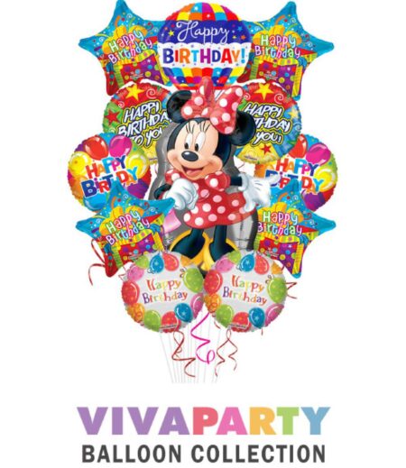 Minnie Mouse Foil Balloon Bouquet with Minnie Super Shap Pack of 12 – Viva Party