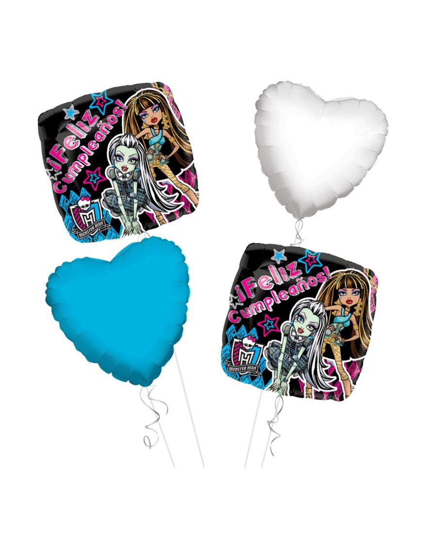 Monster High Happy Birthday Balloon Bouquet 4pc - Image 1