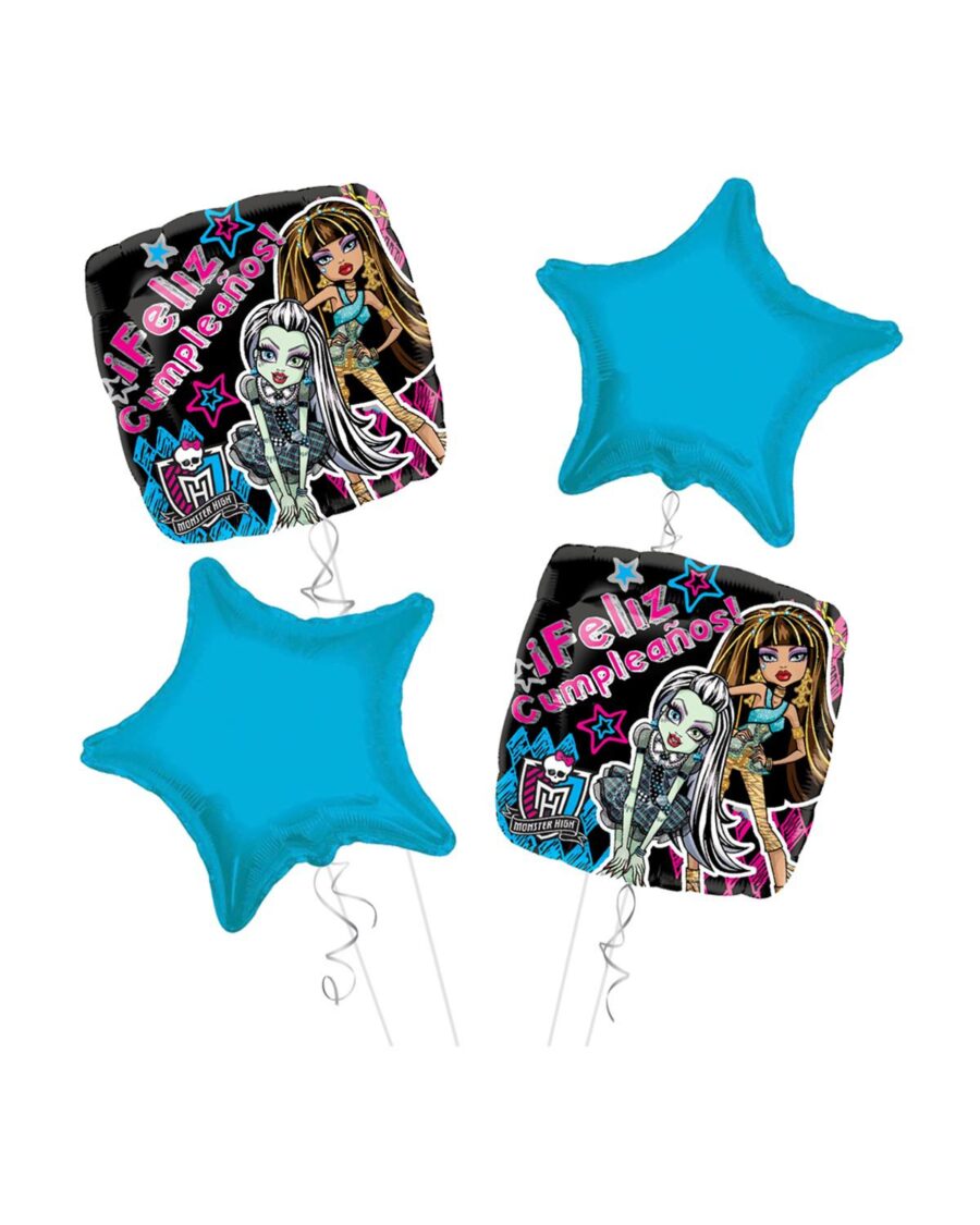 Monster High Happy Birthday Balloon Bouquet 4pc - Image 1