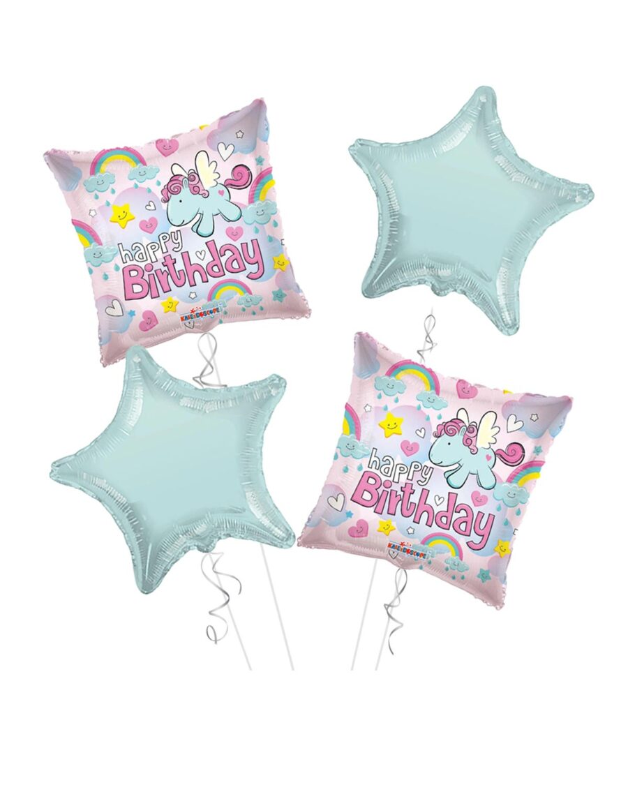 My Little Pony Happy Birthday Balloon Bouquet 4pc - Image 1