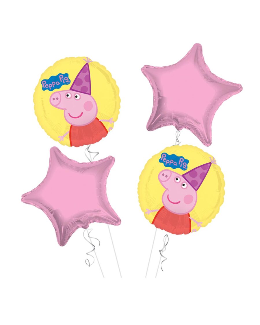 Peppa Pig Happy Birthday Balloon Bouquet 4pc - Image 1