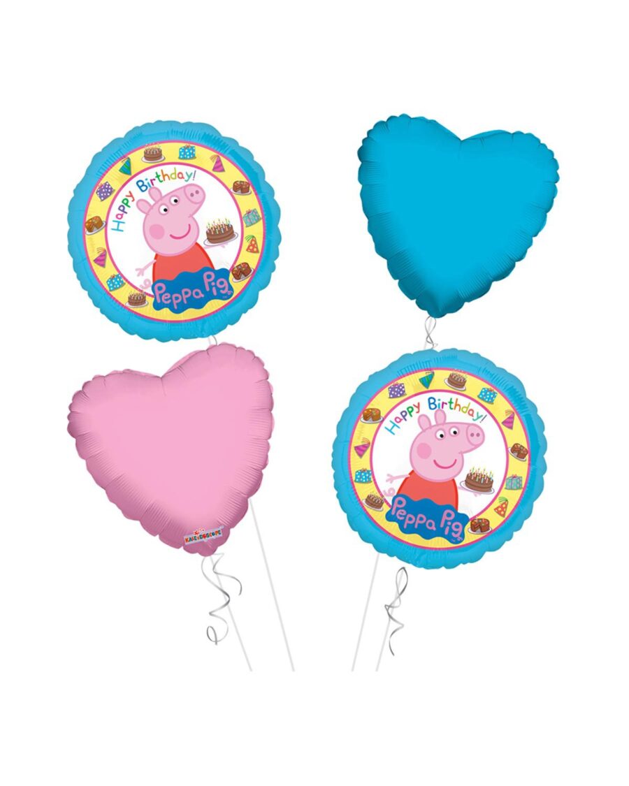 Peppa Pig Happy Birthday Balloon Bouquet 4pc - Image 1