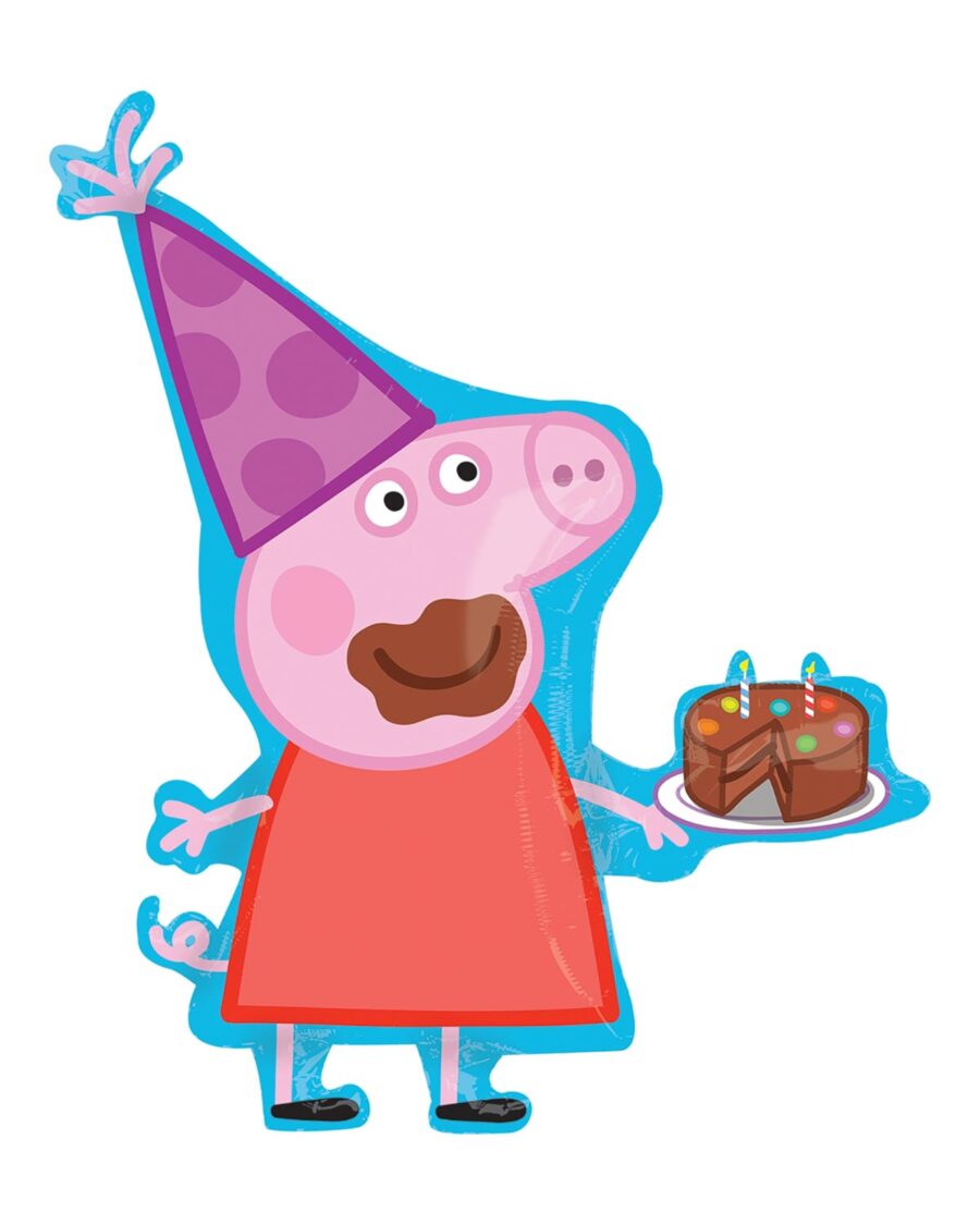 Peppa Pig Birthday Cake Mess Jumbo Foil Balloon, 33 Inch - Image 1