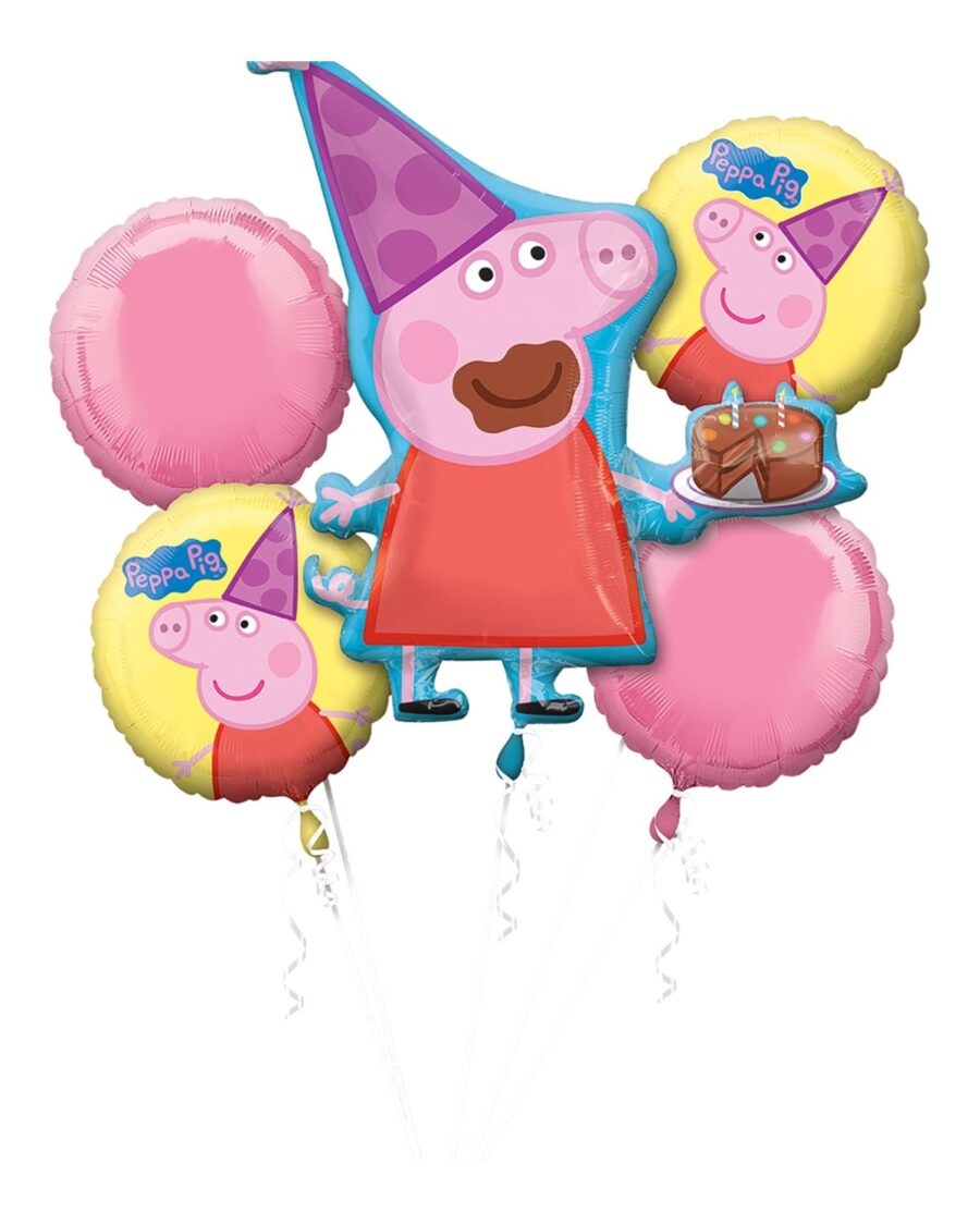 Peppa Pig Foil Bouquet of Balloons - 5pcs - Image 1