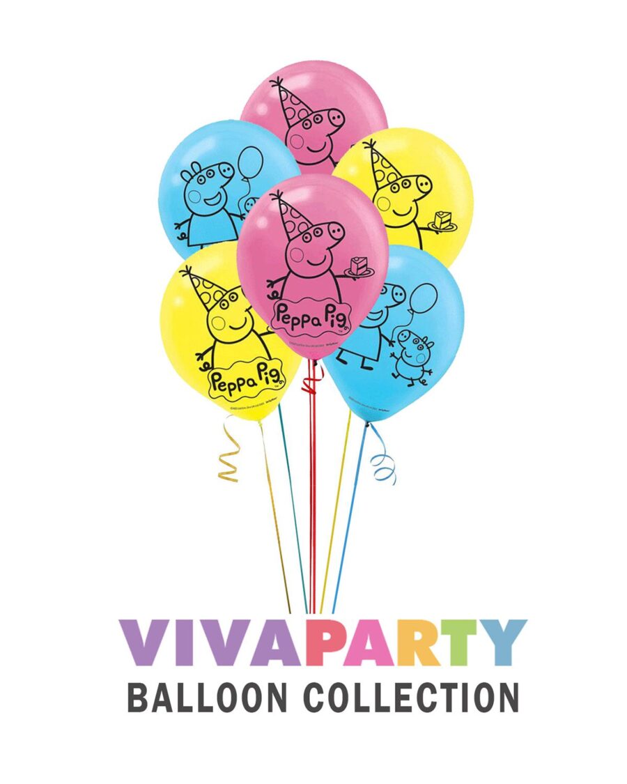 Peppa Pig Latex Balloons 12 Inch, Pack of 6 - Image 1