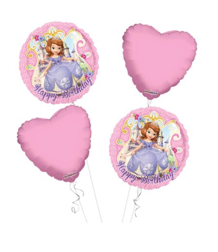 Sofia the First Happy Birthday Balloon Bouquet 4pc – Viva Party