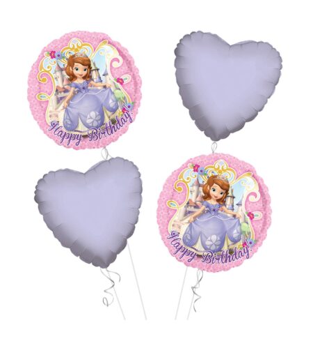 Sofia the First Happy Birthday Balloon Bouquet 4pc – Viva Party