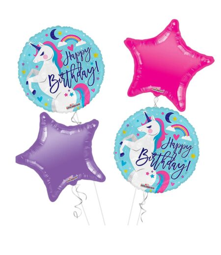 Unicorn Happy Birthday Balloon Bouquet 4pc – Viva Party