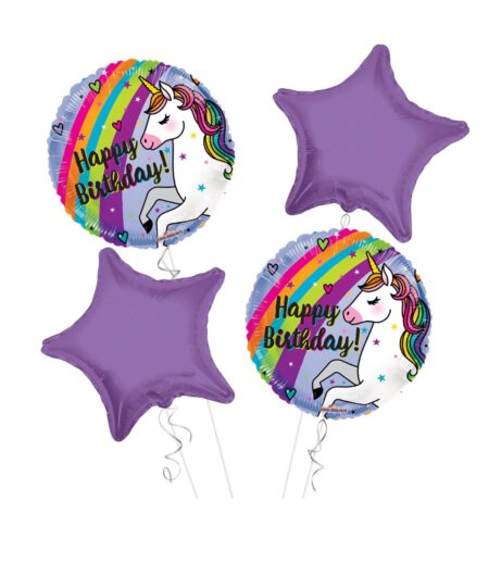 Unicorn Happy Birthday Balloon Bouquet 4pc – Viva Party