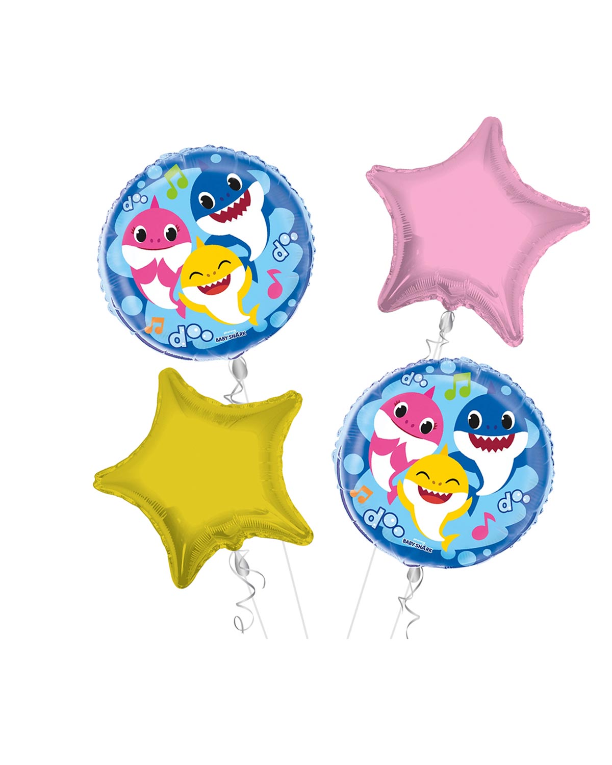 A055-A4-S1.jpg Baby Shark Happy Birthday Balloon Bouquet 4pc - Image 1