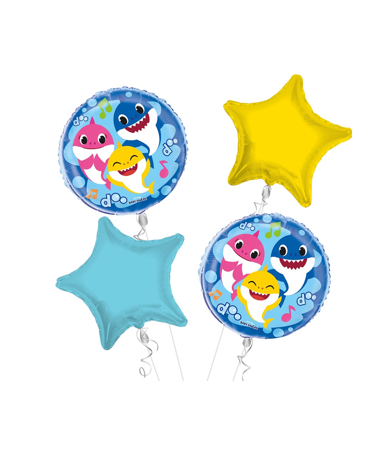 A055-A4-S2.jpg Baby Shark Happy Birthday Balloon Bouquet 4pc - Image 1