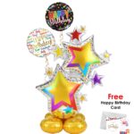AirLoonz + Have a Happy Birthday Colorful Star Cluster Balloon Arrangement (3 Balloons) – Viva Party