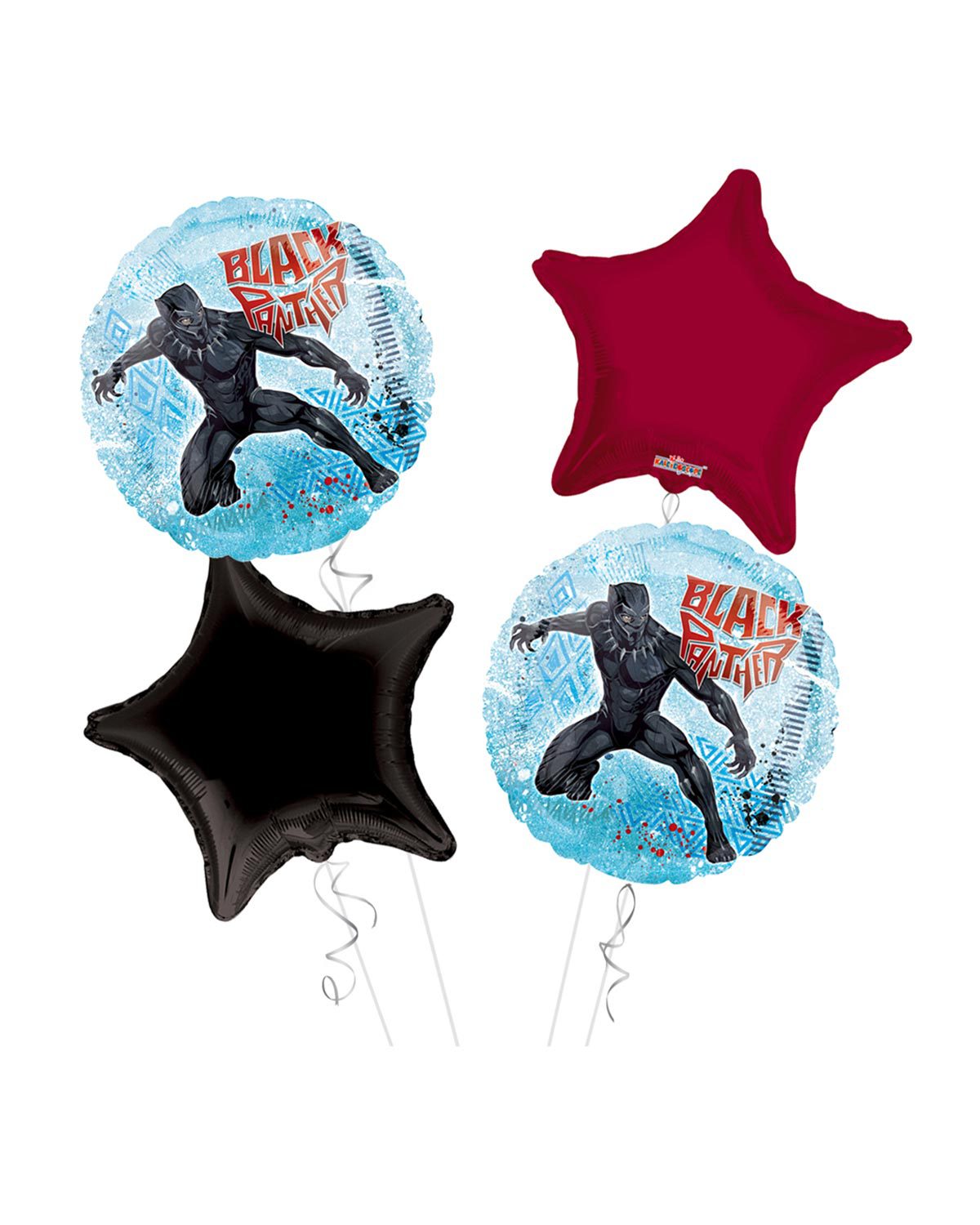 B006-A4-S3-1.jpg Black Panther Happy Birthday Balloon Bouquet 4pc - Image 1