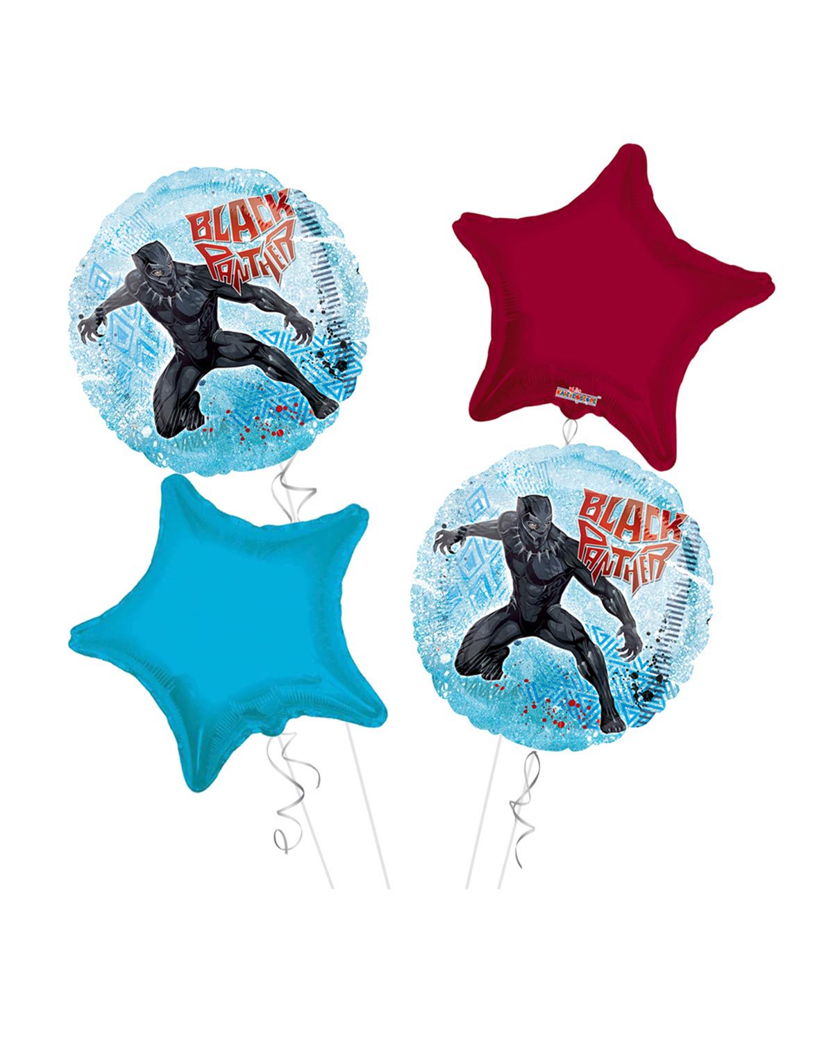 B006-A4-S4-1.jpg Black Panther Happy Birthday Balloon Bouquet 4pc - Image 1