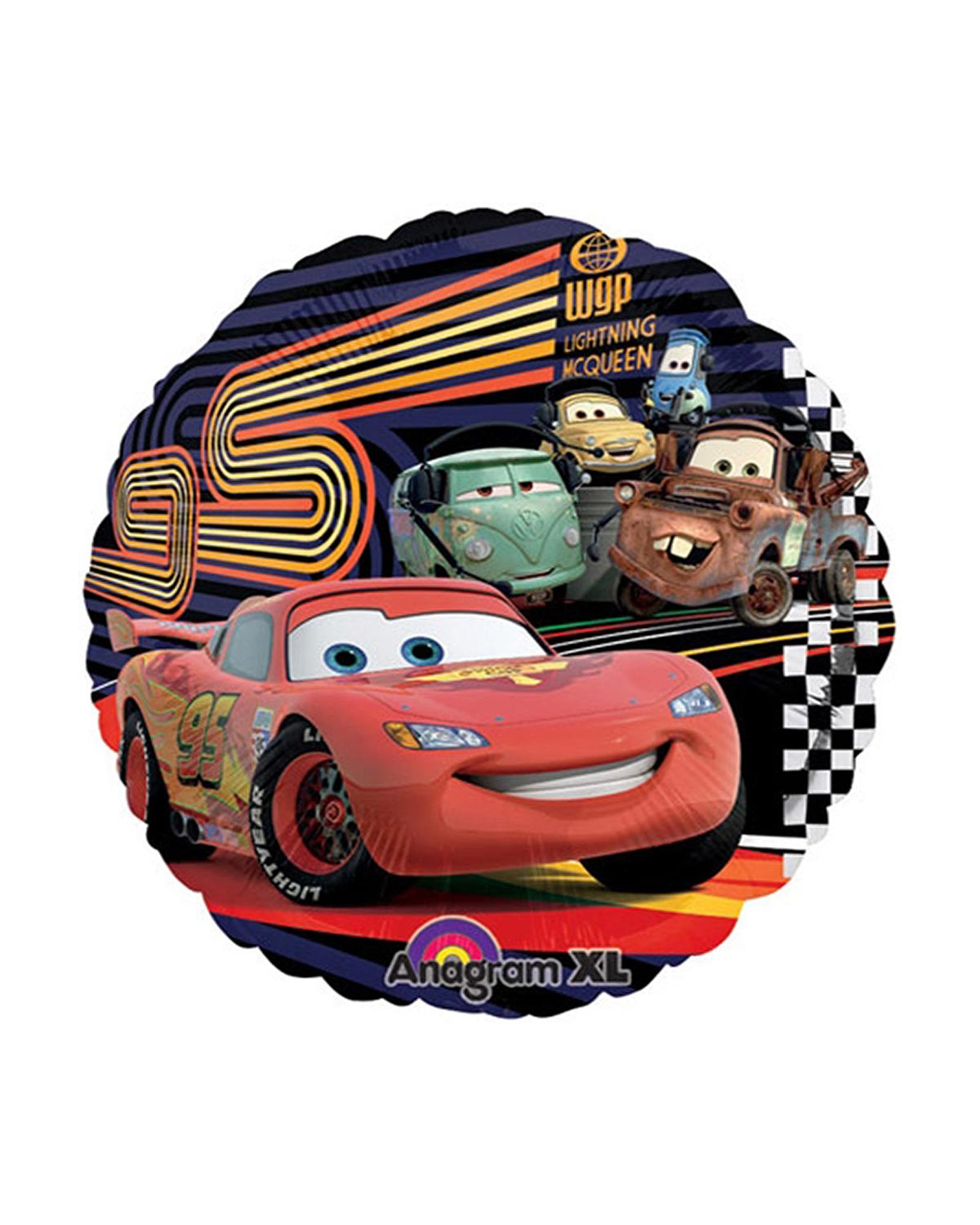 B010-B.jpg Cars 2 McQueen & Group Mylar Foil Balloon 18 Inch - Image 1