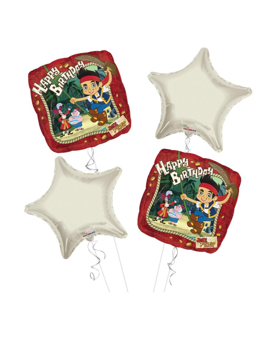 Pirates Happy Birthday Balloon Bouquet 4pc - Image 1